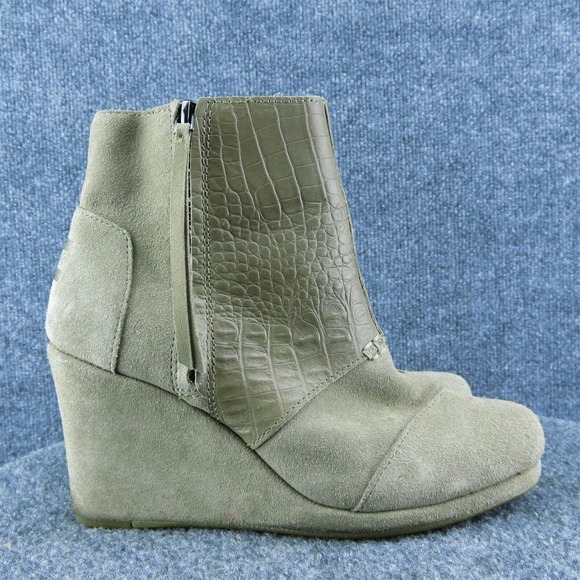 TOMS Women Ankle Boots Brown Suede Zip Size 8 Medium - Picture 3 of 9